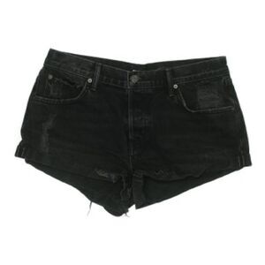 GRLFRND Adriana Black Denim Rolled Cuff Shorts 28 Waist